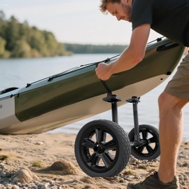 GanFindX Heavy Duty Kayak Cart | Adjustable Foldable Trolley with Durable Wheels, Portable Kayak Transport Cart, Tie-Down Straps Included (No-Slip Strap Lock)