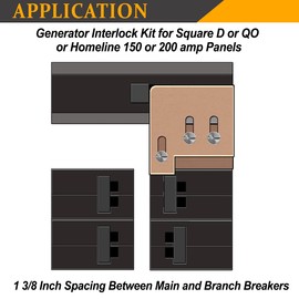 Generator Interlock Kit Compatible with Square D QO or Homeline150 or 200 amp Panels, 1 3/8 Inch Spacing Between Main and Branch Breaker