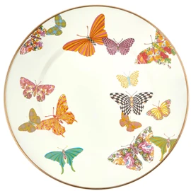 MACKENZIE-CHILDS Enamel Dinner Plate, Decorative Dinnerware Plate, 10 Inches, Set of 1, Butterfly Garden