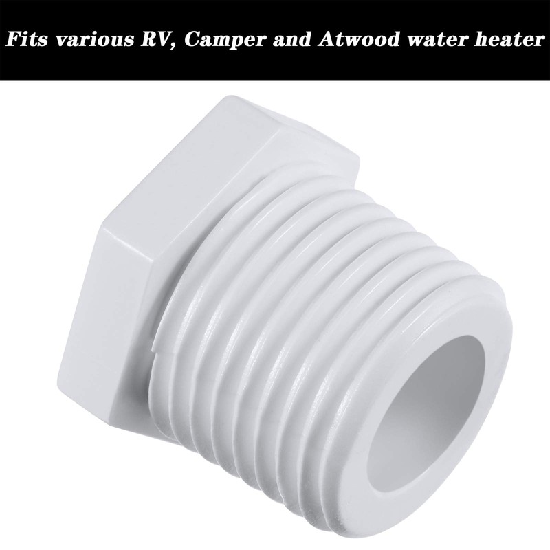6 Pieces RV Hot Water Heater Drain Plug with Tape,