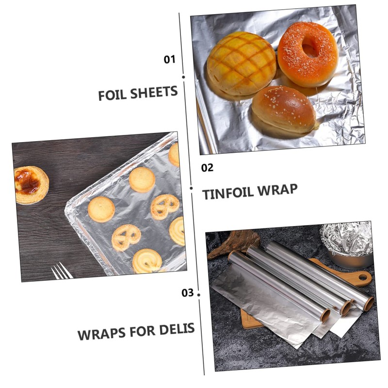 Mobestech 4rolls Aluminum Foil Wrap Double-Sided Heat Resistant for Baking