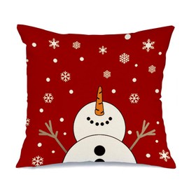 RABUSOFA Christmas Pillow Covers 18x18 Inch,Christmas Decorations Throw Pillow Covers,Xmas Winter Snowflakes and Snowman Christmas Decor Cushion Covers for Sofa Couch Farm White Red