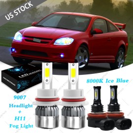SHENKENUO 8000K Blue LED Headlight Fog Light Bulbs Combo For  Cobalt 2005-2010