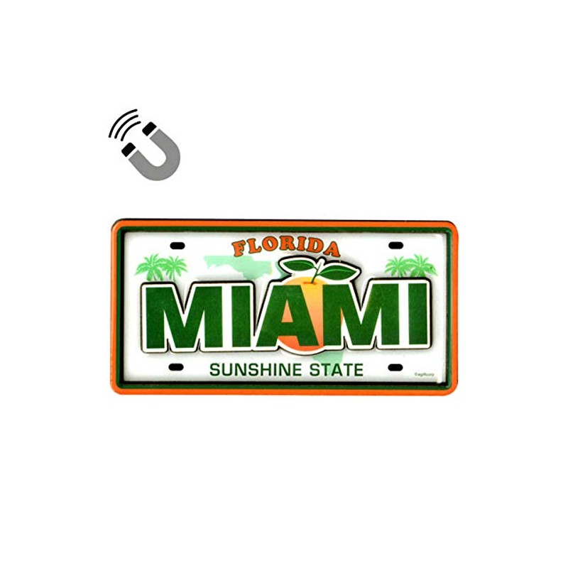 Miami Florida License Plate Dual Layer MDF Magnet 2" x