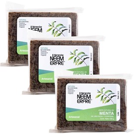 bienestar NEEM ERFRE Jabón Natural Artesanal Menta con Aceite Neem Oliva Tea Tree -Sin Parabenos Petrolatos Grasa Animal-150 g c/u - 5.29 oz each (Paq- de 3)