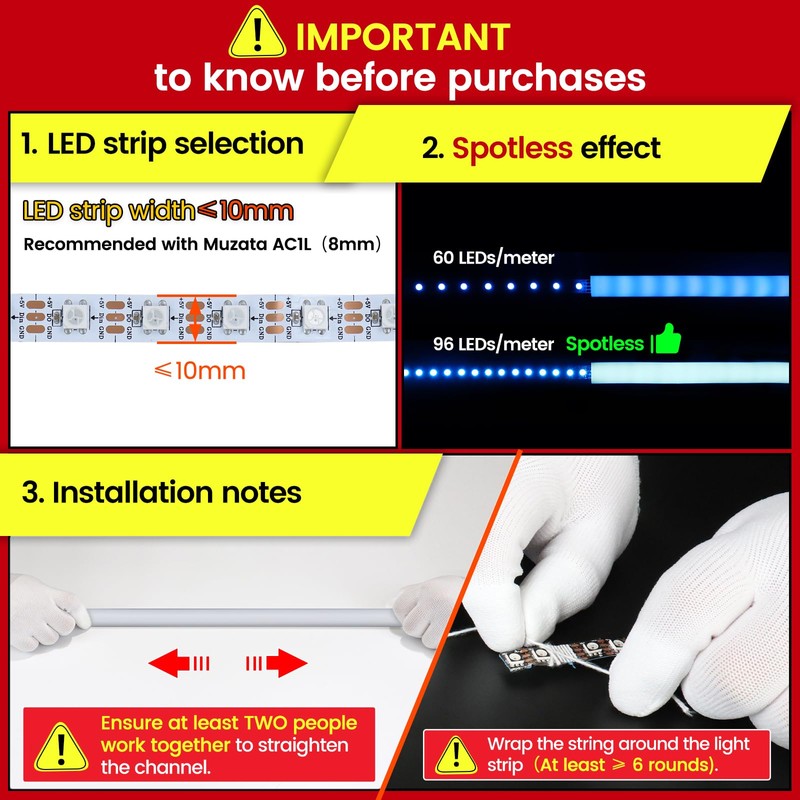 Muzata 16.5FT/5M Silicone LED Channel IP67 Waterproof Flexible Bendable Diffuser