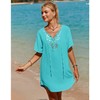 SimpleFun Swimsuit Cover Up for Women Short Sleeve V Neck