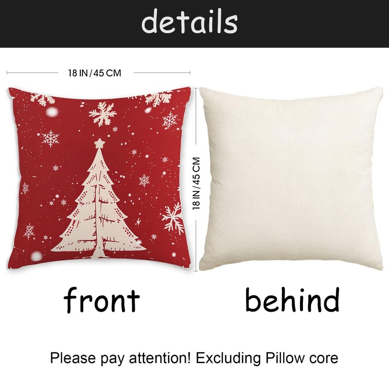 AgQrDkrc Christmas Pillow Covers 18x18 inch Christmas Decorations Snowman Xmas