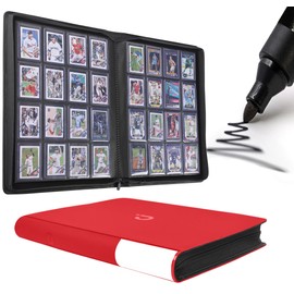 D DACCKIT Toploader Binder, Holds 640 Toploaders - 16-Pocket Top Loader Binder for 3" x 4" Rigid Card Holders for Trading Cards or Sports Cards（Model A，Classic Red）