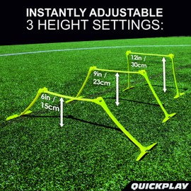 QUICKPLAY PRO Quick-Click Adjustable Speed Hurdles, Set of 6 | 3 Heights in One (6", 9", 12") | All-in-One Agility & Plyometric Training Hurdles | Patented, Portable & Durable