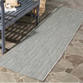 SAFAVIEH Courtyard Collection CY8022 Indoor/ Outdoor Non-Shedding Easy Cleaning Patio Backyard Porch Deck Mudroom Runner, 2'3" x 10' , Grey / Navy