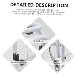 VANZACK 1pc Foldable Cat Cage for Pets Transparent Design Iron Carrier for Cats Under for Bathing and Travel Practical Pet Supplies