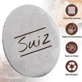 SUIZ Pack of 4 Puck Screen 54mm, 1.7mm Thickness Espresso Puck Screen for Portafilter 54mm, 304 Stainless Steel Espresso Screen with Brush, Coffee Puck Screen for Barista. Great Value for Money.