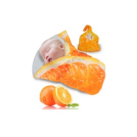Edges42 Baby Swaddling, Vegetables, Summer, Gauze, Hugging Comforter, Chinese Cabbage, Nursing Cape (Mikan Orange)