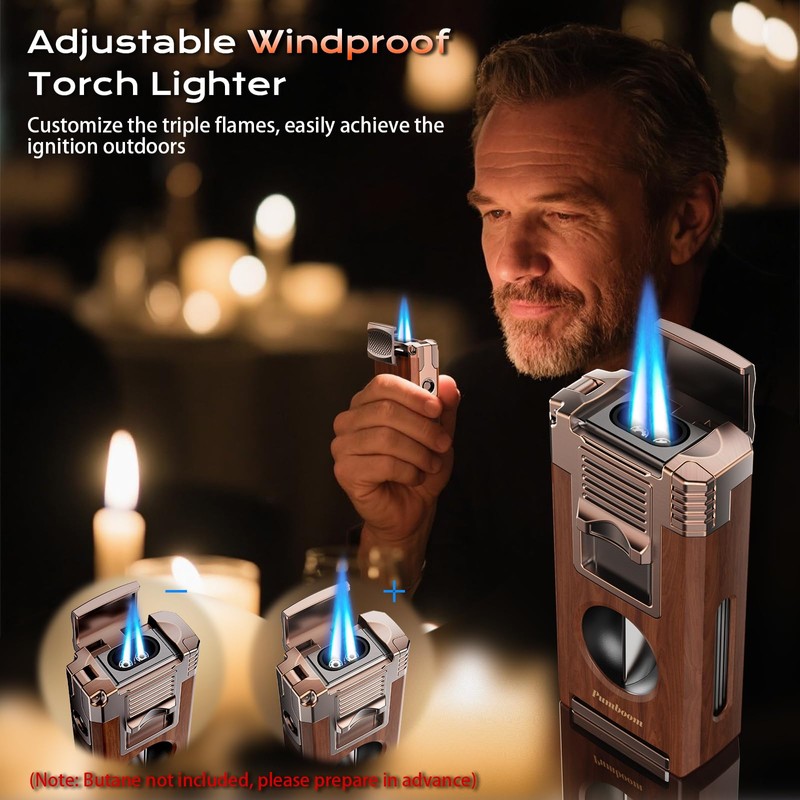 Torch Lighter with Cutter, Punch, Holder, Draw Enhancer Tool, and