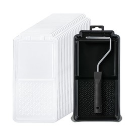 Bates- 4 Inch Paint Tray Set, 22 pcs, 1x 4 Inch Paint Roller Tray, 20x Disposable Plastic Liners & 1x Roller Frame