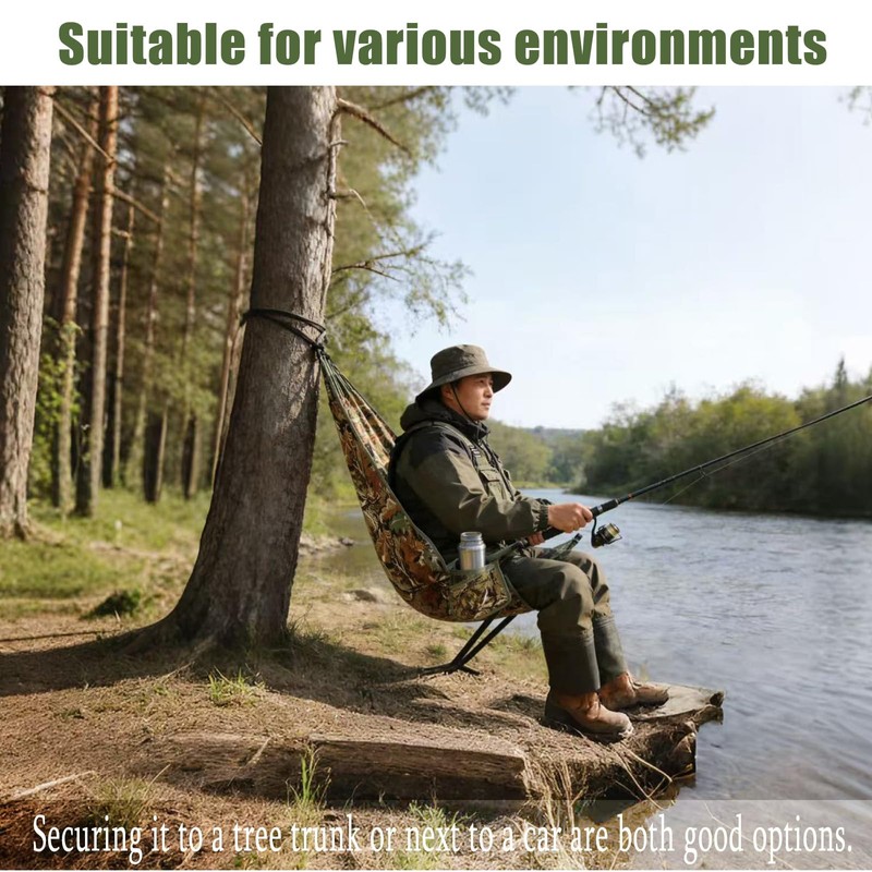 Outdoor Low-Profile Hunting Chair，Camping Chair，Camo Hangs on Any Tree