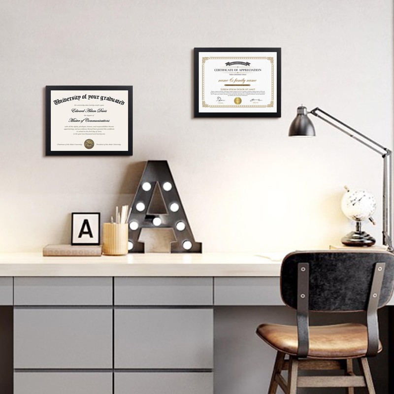 upsimples Certificate Frame with High Definition Glass, 8.5 by 11