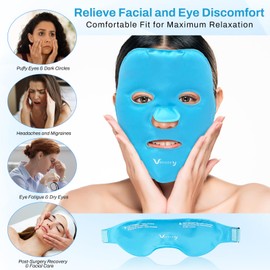 Vecozey Cooling Ice Face Mask & Gel Eye Mask Set, Dual-Sided Cooling Face and Eye Pack for Puffy Eyes, Headaches, Face Swelling, Migraines, Reusable Hot Cold Compress with Plush & Nylon Comfort Fit