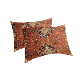 Southwest Pillowcases King Size,2 Packs Soft Bed Throw Pillow Covers Decorative Sofa Couch Long Body Lumbar Bolster Cushion Case with Envelope Closure,Geometric Stripe Boho Native Flower Print 20"x36"