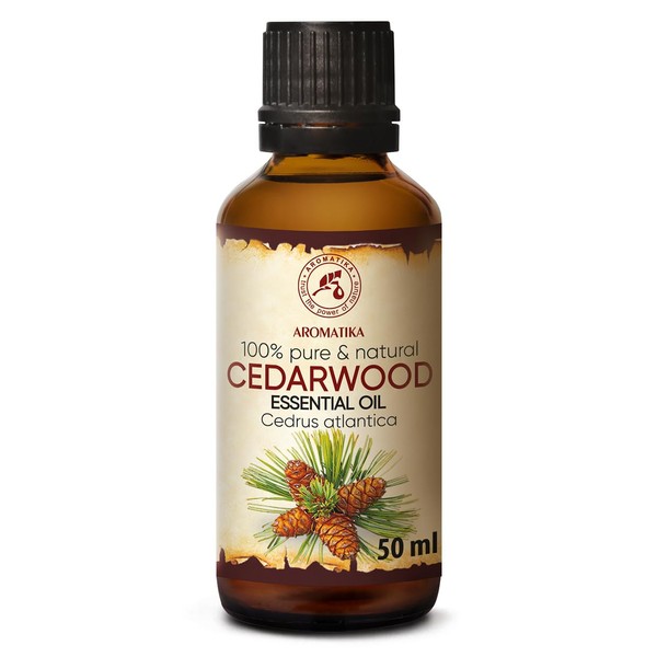 Cedarwood Oil 50 ml - Cedrus Atlantica - Morocco - 100% Natural Pure Essential Cedar Wood Oil for Aromatherapy - Relaxation - Massage - Scented Diffuser - Aroma Lamp - Health Skin