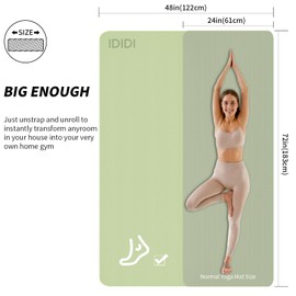 8mm Large Yoga Mat (6'x 4') - Extra Long and Wide 72 x 48 x 0.32 inches, Non-Slip POE Fitness Mat, Eco-Friendly, Thick Wide Exercise Mat for Home Workouts,Ideal for Yoga and Pilates.(Green+Black)