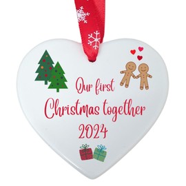 Second Ave Our First Christmas Together White Ceramic Hanging Heart Christmas Xmas Tree Decoration Bauble