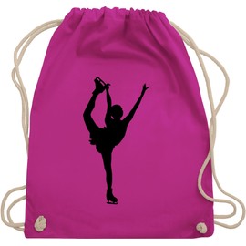 Shirtracer - Gym Bag Backpack - Snowboard, Ski and More - Figure Skater Single Running, 2 Fuchsia