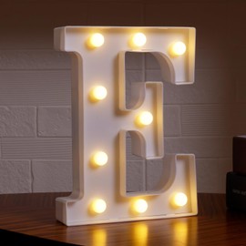 DyingSwan Led Light Up Letters, 26 Alphabet Marquee Letter Lights, Small Letters with Lights, Battery Powered Letter Sign Lights for Party, Table, Wall Decor (Letter E, Warm White)