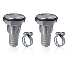 DLBEEM 2Pcs Thru Hull Fittings for Boats, Stainless Steel Barbed Straight Thru Hull Fitting Drain for 3/4 inch I.D. Hose for Boat, Yacht
