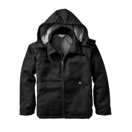 Rasco FR Men's Duck Hooded Jacket, Designed in the USA, Removable Hood, Front Pouch Pockets, CAT 3, NFPA 2112 - Black - Small