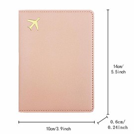 Letter Pattern PU Leather Passport Holder, 1 Count Compact Durable Leather Protective Case, Travel Accessory for Air Tickets Vaccine Cards Credit Card - Color: Pink, Specification: S