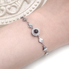 Yongxu Brass Heart Chain Link Bracelet Sparkling Cubic Zirconia Jewelry I Love You In 100 Languages Projection Bracelet for Commemorative Gifts for Women On Mother's day Birthday Christmas Gifts