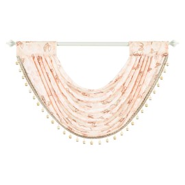 VOGOL Pink Rose Waterfall Window Valance, Rod Pocket, 30 x 22, 1 Panel