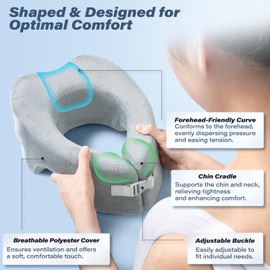 SAHEYER Face Down Pillow After Eye Surgery, BBL Pillow for Sleeping, Memory Foam Stomach Sleeping Pillow, Ideal for Face Cradle Pillow, Home Massage Pillow, Vitrectomy Retinal Recovery Equipment(Grey)