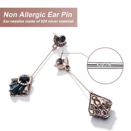 Antique Long Earrings in Vintage Style for Women 925 Sterling Silver Earrings for Girls, Cubic Zirconia Crystal French Antique Earrings, Unusual Earrings Gifts for Women, Silver