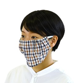 [あぐるみ] 農家さんガーゼマスク 格子チェック 茶紺ベージュ 肌に優しい綿100% レディース 呼吸しやすい フリーサイズ 布マスク UVケア 紫外線対策 日よけ 日焼け予防 家庭菜園 農業 農作業 ガーデニング 草むしり 草取り