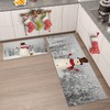Queener Home Winter Christmas Tree and Snowman Kitchen Rugs and