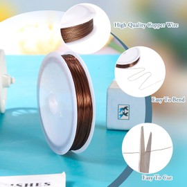 Pandahall 236 Feet Brown Copper Wire 28 Gauge Tarnish Resistant Crafting Wire Jewelry Artistic Wire Metal Beading Wire for Wire Wrapping Gardening Making