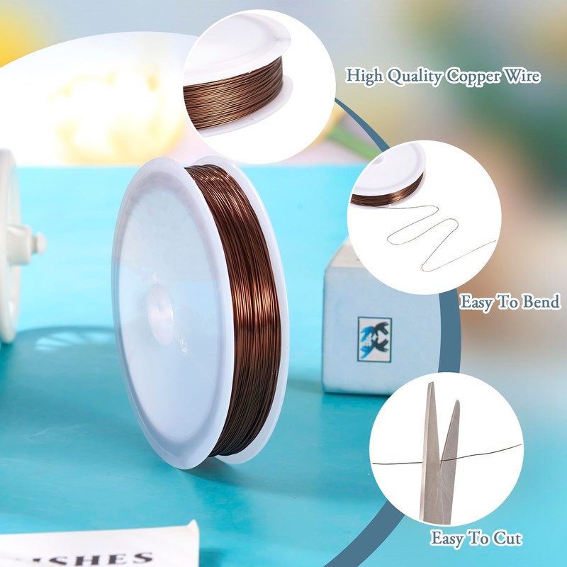 Pandahall 236 Feet Brown Copper Wire 28 Gauge Tarnish Resistant