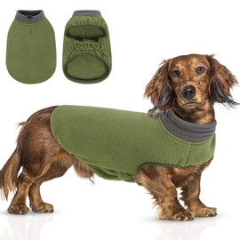Queenmore Dog Sweater, Soft Fleece Vest Pullover Dog Jacket with Elastic Stretchable, Warm Winter Dogs Coats Cold Weather Doggy Dachshund Sweaters for Small Dogs Cats Boy or Girl (Green, XL)