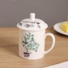 Porlien Porcelain Mugs Set of 2 with Lids, Green Plants