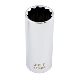 JET 671412-3/8-Inch Drive, 3/8', Deep, 12 Point, SAE Chrome Socket