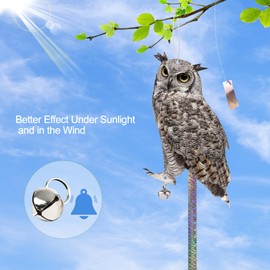 OffiCreative Plastic Owl, 5PCS Fake Owls Scarer Hanging Reflective Owl Device for Indoor Outdoor Garden,Yard