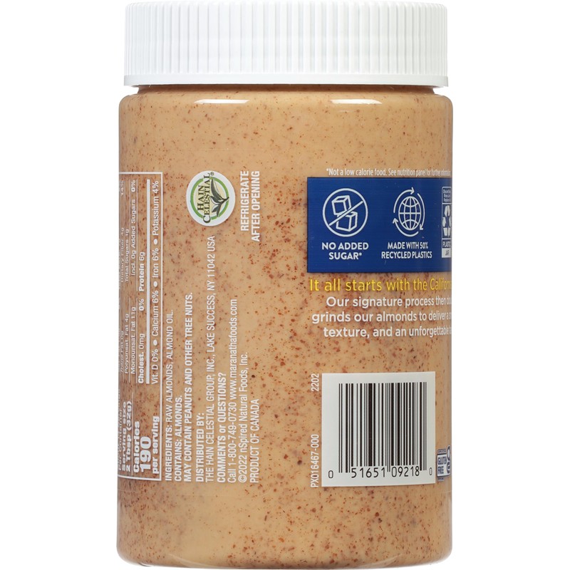 MaraNatha Natural Creamy Raw Almond Butter, 16 Ounce Jar