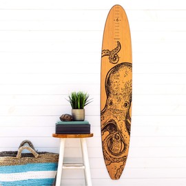 Headwaters Studio Surf Board Growth Chart - Wooden Surfboard Decor, Small Surfboard, Baby Growth Chart for Wall, Baby Wall Growth Chart, Baby Measuring Board, Grow Chart for Wall Kids - 57"x10.5"