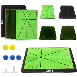 3 Pack Replaceable Golf Hitting Mats, Golf Practice Swing Mat with Non-Slip Heavy-Duty Rubber Base for Indoor/Outdoor Batting Putting Chipping Training, Gifts for Golfers
