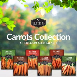 Carrot Seeds Variety Pack for Planting – 6 Variety Carrot Seed Collection with Little Finger, Danvers, Scarlet Nantes, Tendersweet, Imperator 58, Chantenay Royal Carrots | Survival Garden Seeds