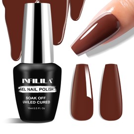 NXJ INFILILA Brown Gel Nail Polish, 15ml 0.51oz Dark Brown Gel Polish, Hema Free Brown Fall Winter Gel Polish Color, Chocolate Brown Gel Polish Soak Off UV Gel Nail Manicure DIY Gift for Women Girls
