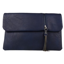 Girly HandBags Zipper Flap Clutch Bag -- Navy